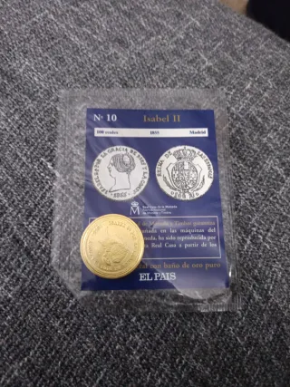 Réplica moneda Isabel II 100 reales 1855 Madrid