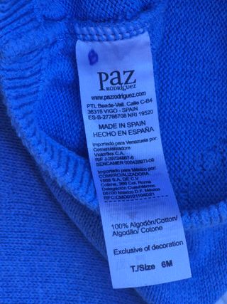 Conjunto Paz Rodriguez bebé azul 6 meses