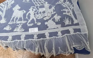 Visillo Gasa y Tul Bordado Antiguo