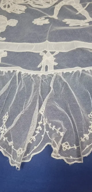 Visillo Gasa y Tul Bordado Antiguo