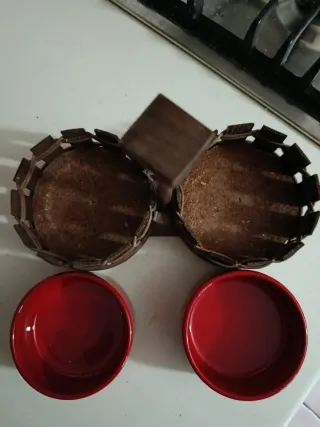 Set 2 ciotole legno ceramica per servire in tavola