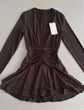 Vestido Marrón Zara Manga Larga