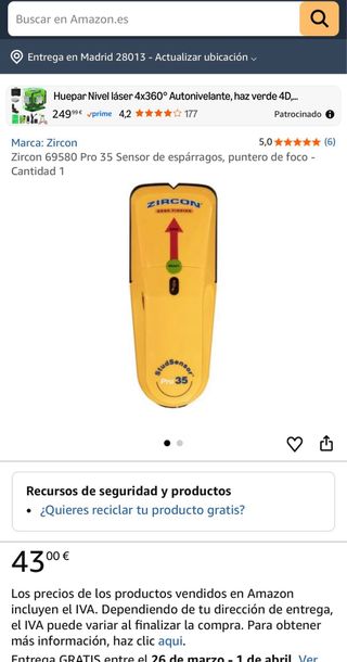 Zircon StudSensor HD25 Detector de Metales