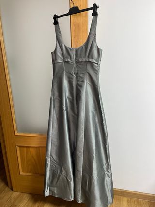 Vestido largo fiesta lentejuelas gris