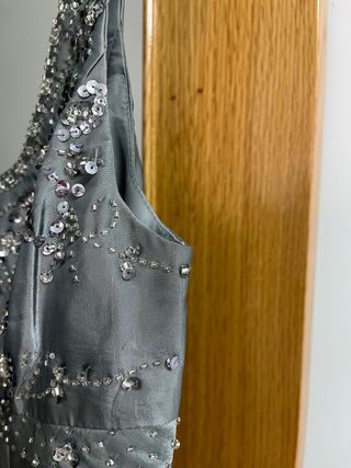 Vestido largo fiesta lentejuelas gris