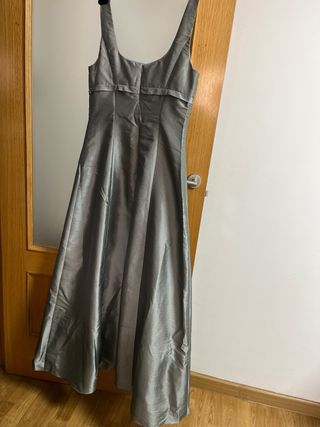 Vestido largo fiesta lentejuelas gris