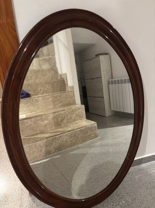 Espejo ovalado madera y cristal