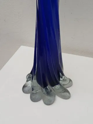 Vaso Murano Vintage Blu Giallo Vetro