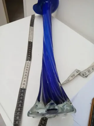 Vaso Murano Vintage Blu Giallo Vetro