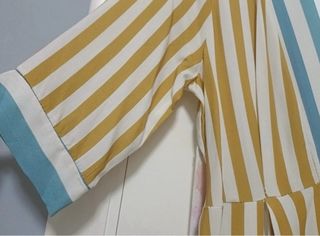 Vestido largo rayas beige y azul Talla única