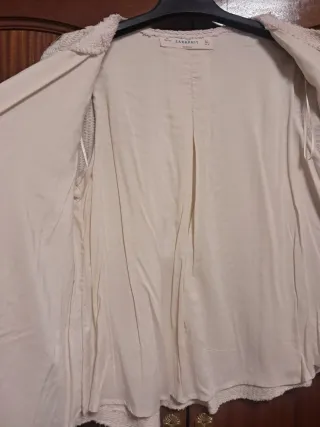 Chaqueta Zara Knit Mujer Talla L Beige