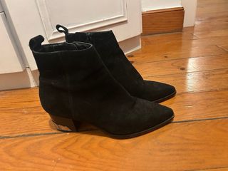 Botines Mango ante negros tacón metalizado