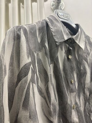Camicia Sisley donna fantasia grigio/bianco