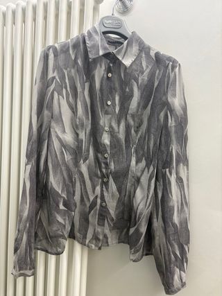 Camicia Sisley donna fantasia grigio/bianco