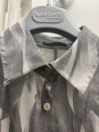 Camicia Sisley donna fantasia grigio/bianco