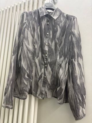 Camicia Sisley donna fantasia grigio/bianco