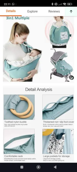 Marsupio Fascia SONARIN All Cotton Pink Leaf