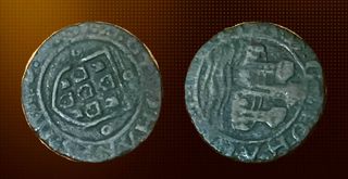 Portugal 1 ceitil 1495 Castelo com muro