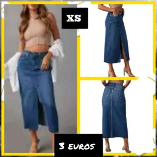 Falda vaquera larga con abertura XS