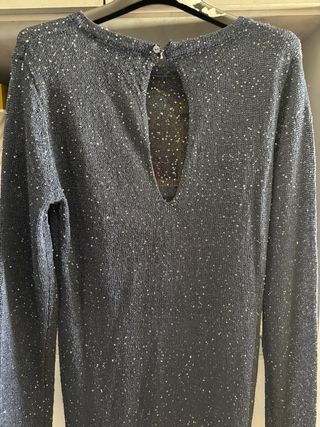 Vestido largo Zara lentejuelas azul plateado