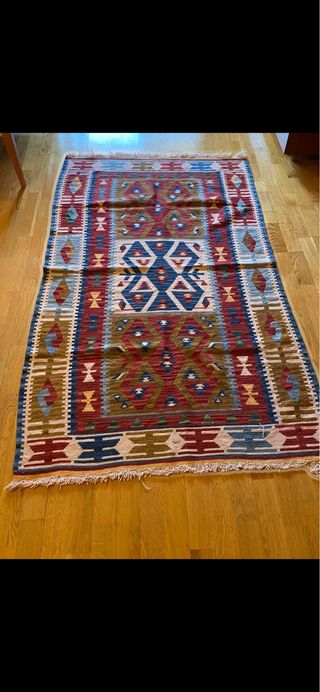 Kilim Turco Lana Blu e Rosso