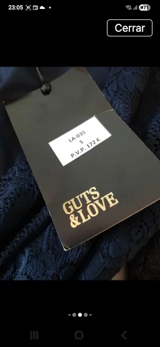 Vestido azul Gurs & l9ve encaje manga larga