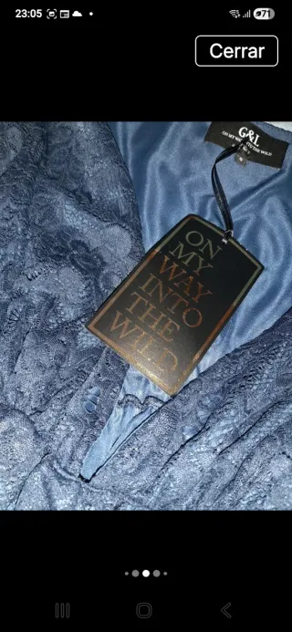 Vestido azul Gurs & l9ve encaje manga larga