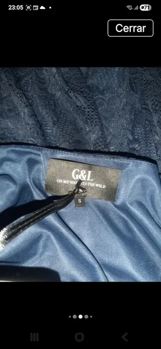 Vestido azul Gurs & l9ve encaje manga larga