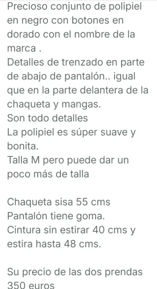 Traje Polipiel Negro Lola Casademunt Talla M