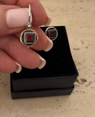 Pendientes largos plata y amatista