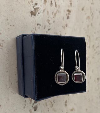 Pendientes largos plata y amatista