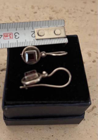 Pendientes largos plata y amatista