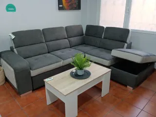 Sofá Cama Chaise Longue con Puff