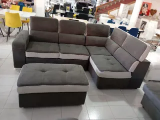 Sofá Cama Chaise Longue con Puff