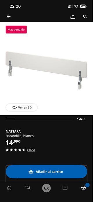 Barandilla NATΤΑΡΑ blanca Ikea para cama/cuna