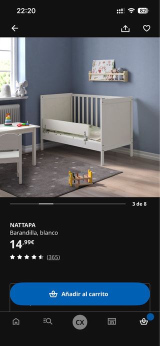 Barandilla NATΤΑΡΑ blanca Ikea para cama/cuna