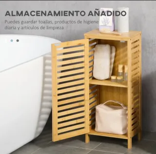 Armario de baño bambú con estantes