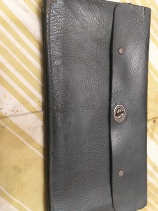 Cartera antigua piel cobrador años 60