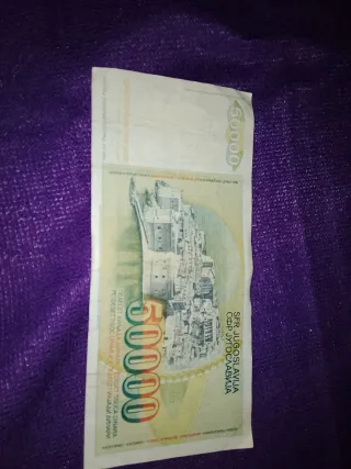 50000 Dinara Yugoslavia Billete Antiguo