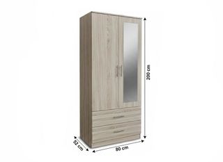 Armadio a 2 ante bianco con specchio