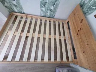 Cama doble madera 135cm Lufe cabecero y colchón