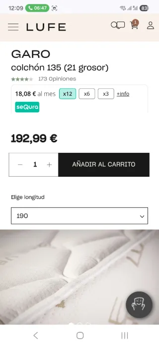 Cama doble madera 135cm Lufe cabecero y colchón