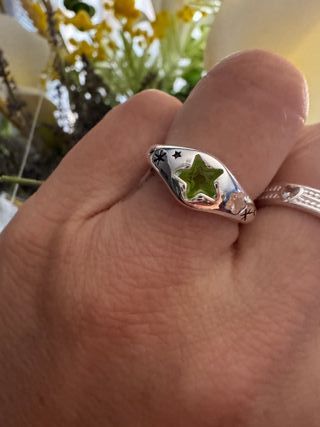 Anillo Plata S925 Estrella Verde