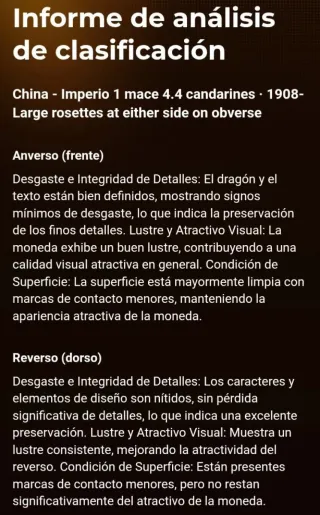 Moneda China 1 Mace 4.4 Candarines 1908