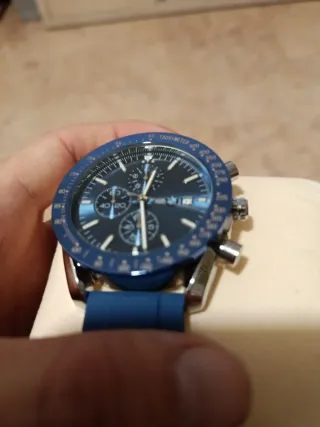 Poeda Cronógrafo Cuarzo Azul y Plata