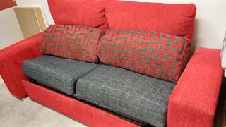 Sofá Cama 2 Plazas Rojo y Gris