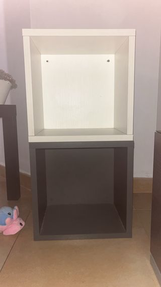 Estanterías Cubo Madera Gris  1 y Blanca 2