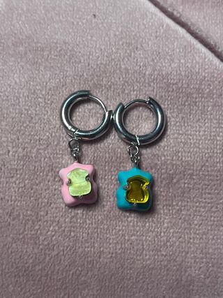 Pendientes Aro con Colgante Oso acero inoxidable