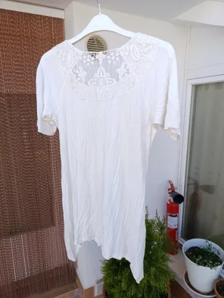 Camiseta con encaje blanca XXL