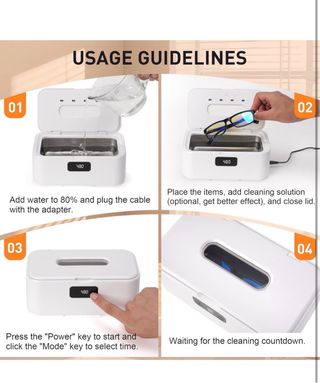 Pulitore Ultrasuoni Gioielli Occhiali 49000Hz